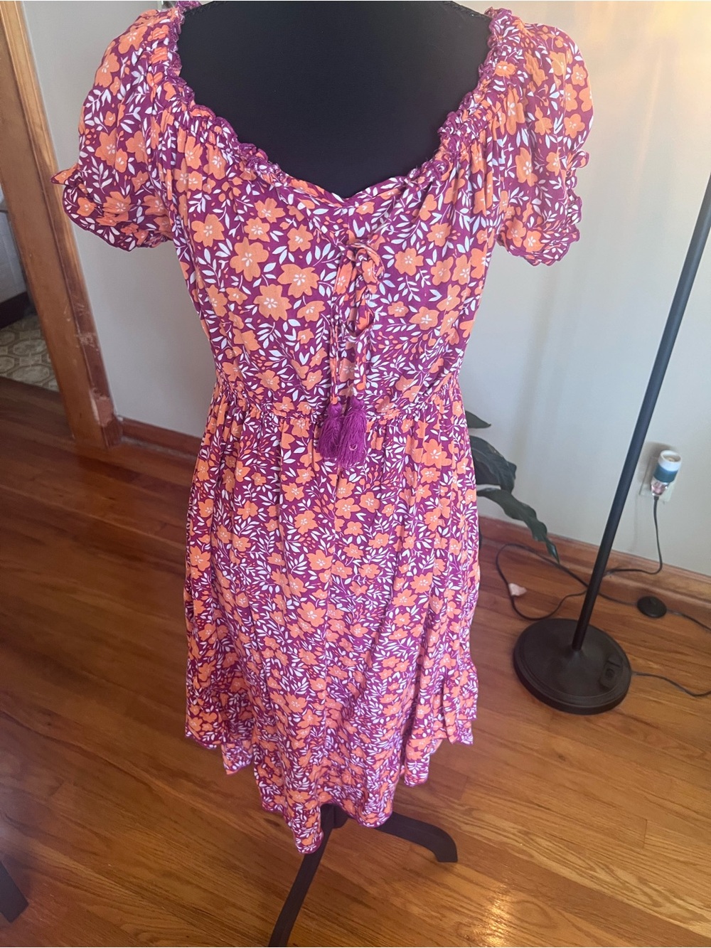 Myra Bag Boho Floral Puff-Sleeve Dress